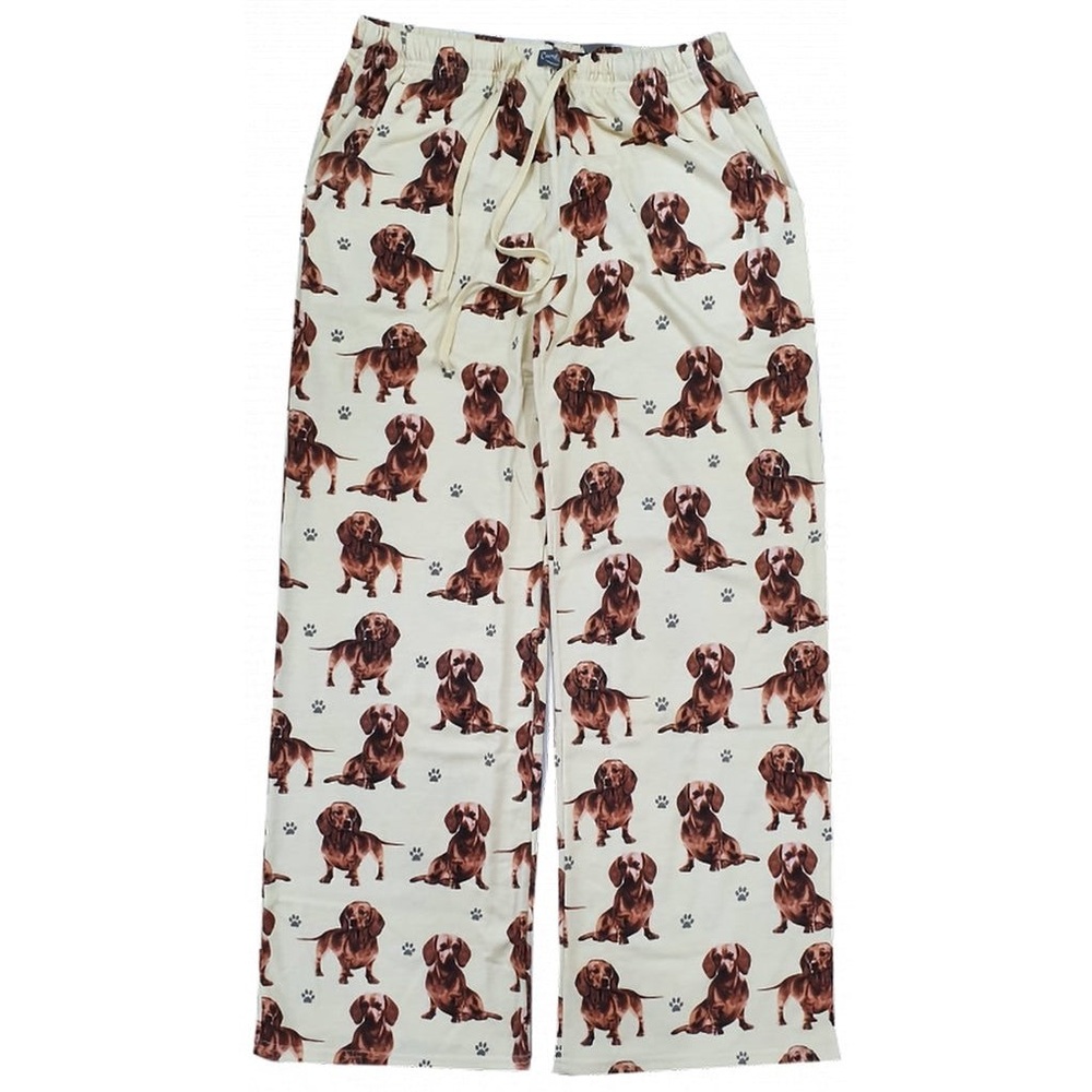 Comfies Dachshund Dog Cream Pajama Bottoms Dogs Size L NWT
